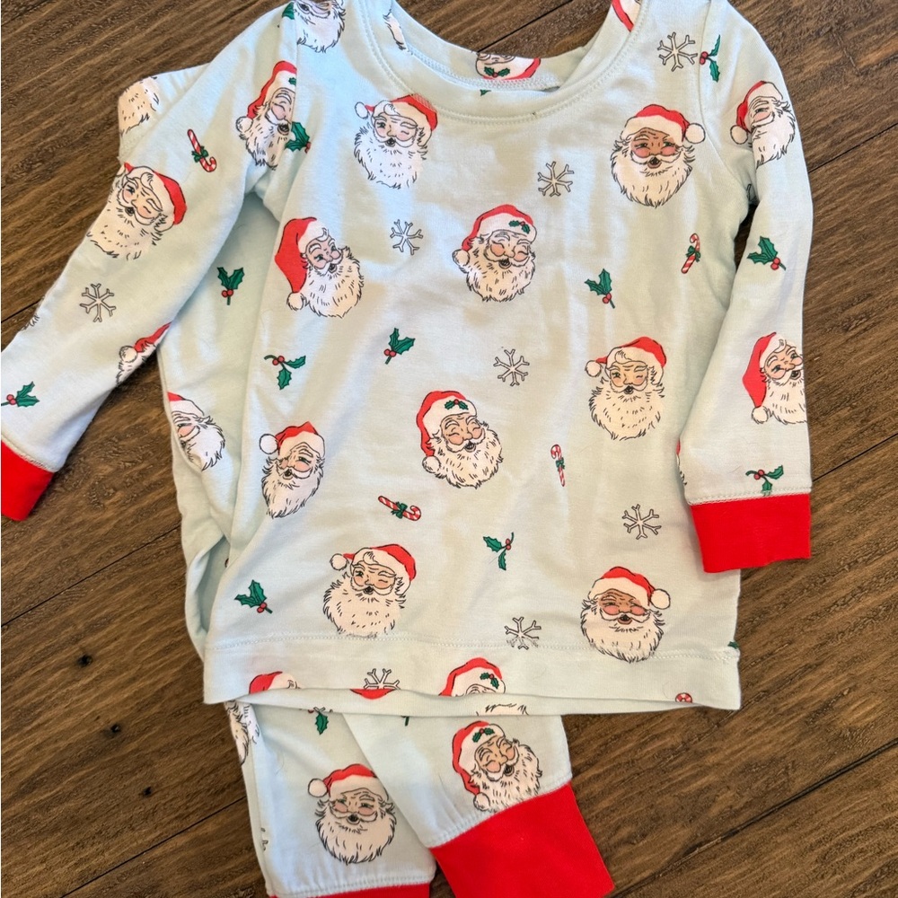 Angel Dear Christmas Santa Baby Pajamas - Light Blue